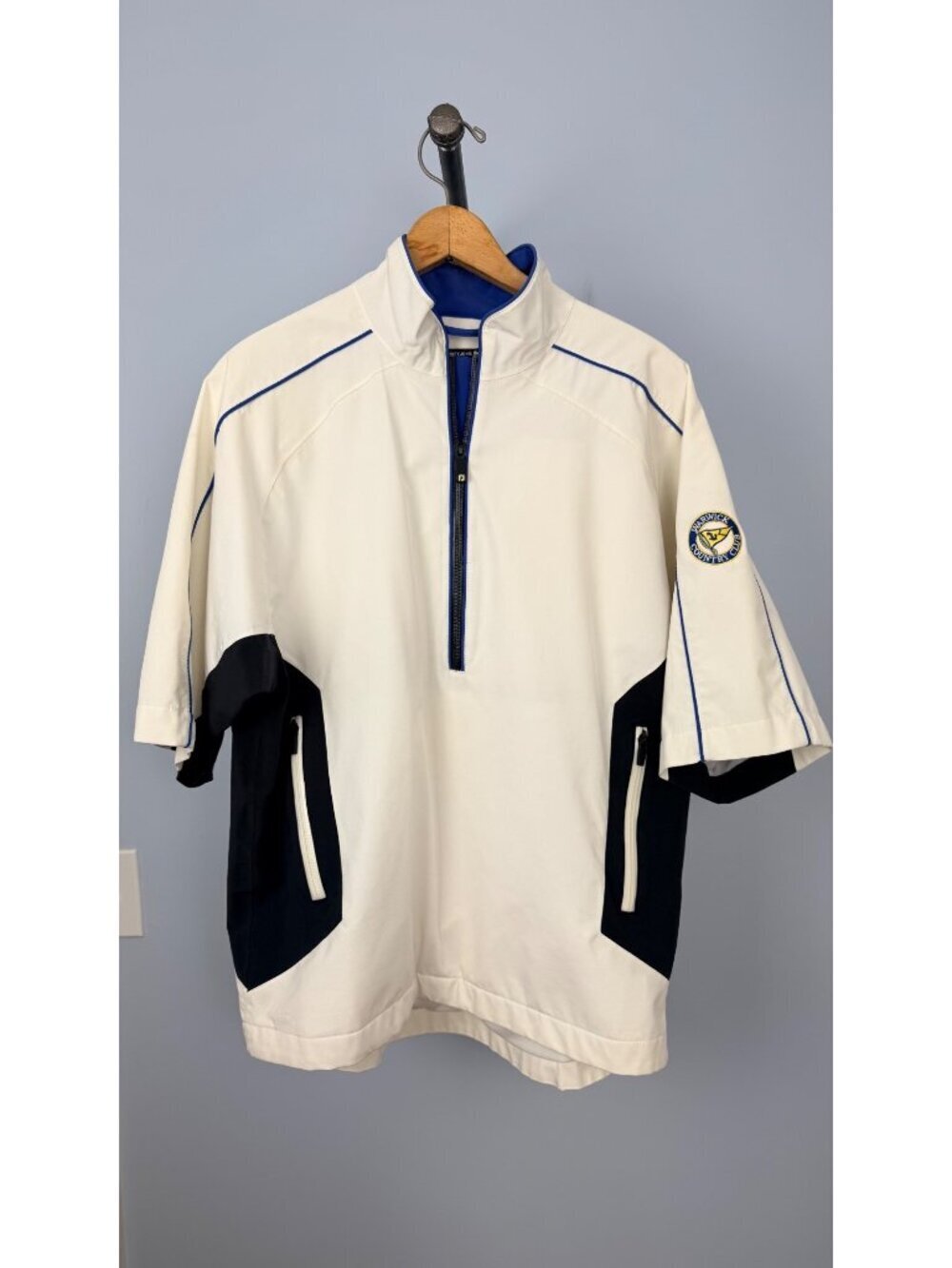 FootJoy DryJoys Tour Collection Pullover Jacket S White/Blue Half-Zip Golf